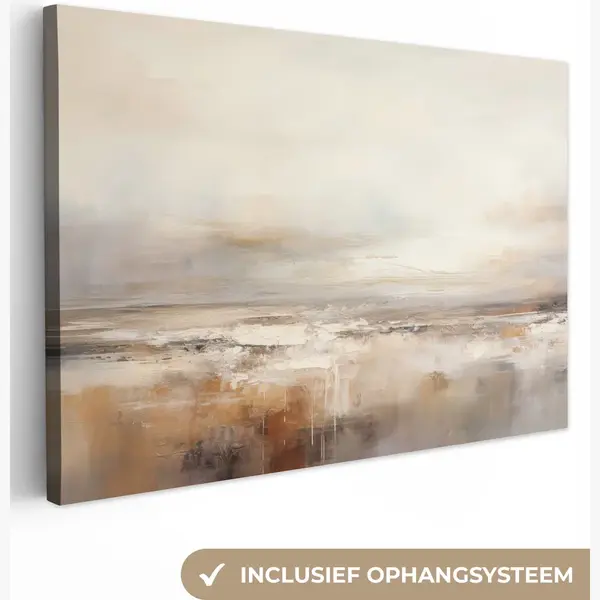 OneMillionCanvasses Canvas Schilderij 60x40 Cm - Wanddecoratie Kunst - Industrieel - Grijs - Bruin - Abstract - Muurdecoratie Woonkamer - Kamer Decoratie Modern - thumbnail