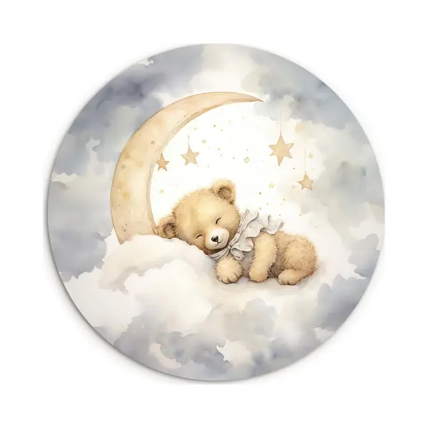 WallCircle - Wandcirkel Beer 30x30 Cm - Muurcirkel Babykamer Dieren - Meisjeskamer Decoratie - Kinderkamer Accessoires - Slaapkamer Kinderen - thumbnail