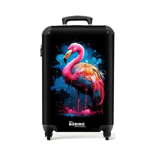 NoBoringSuitcases.com® - Handbagage Koffer Lichtgewicht - Reiskoffer Trolley - Gekleurde Flamingo Voor Een Verfexplosie - Rolkoffer Met Wieltjes -