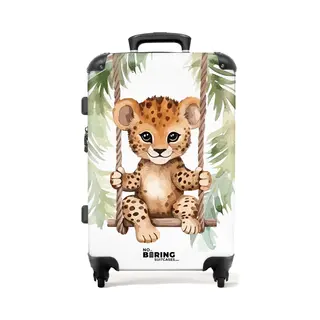 NoBoringSuitcases.com® - Kinderkoffer - Kindertrolley Jongen En Meisje - Luipaard In De Jungle - Koffer Kind Groot - Rolkoffer Lichtgewicht -