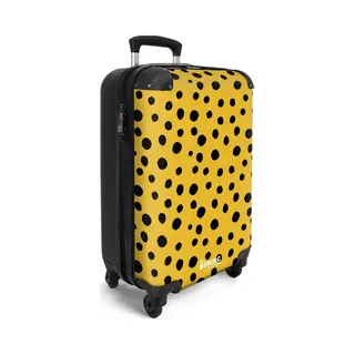 NoBoringSuitcases.com® - Handbagage Koffer Lichtgewicht - Reiskoffer Trolley - Zwarte Stippen Op Gele Achtergrond - Rolkoffer Met Wieltjes - Vakantie