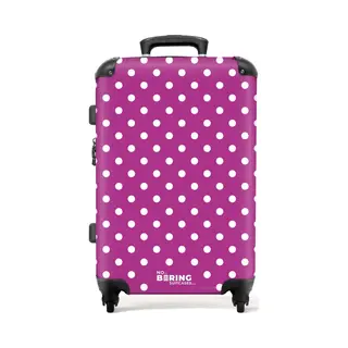 NoBoringSuitcases.com® - Koffer Groot - Rolkoffer Lichtgewicht - Witte Stippen Op Paarse Achtergrond - Reiskoffer Met 4 Wielen - Grote Trolley Xl -