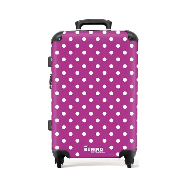 NoBoringSuitcases.com® - Koffer Groot - Rolkoffer Lichtgewicht - Witte Stippen Op Paarse Achtergrond - Reiskoffer Met 4 Wielen - Grote Trolley Xl - thumbnail