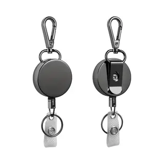 KeyAmor 2-Delig Set Uittrekbare Sleutelhanger Met Lanyard En Karabijnsluiting - Badgehouder Met Clip En 63cm Koord - Intrekbare Broekclip Karabijnhaak