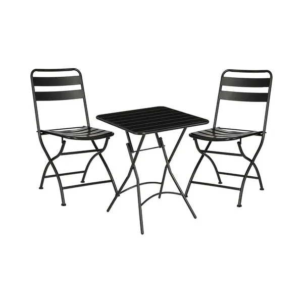 Mica Decorations Evita Bistroset - Set Van 3 - Inklapbaar - Zwart (set Van 3) thumbnail