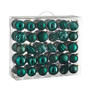 Mica Decorations Christmas Baubles Set - 60 Pieces - Ø7 Cm - Unbreakable - Petrol
