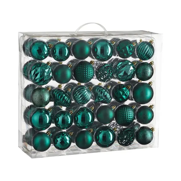 Mica Decorations Christmas Baubles Set - 60 Pieces - Ø7 Cm - Unbreakable - Petrol thumbnail