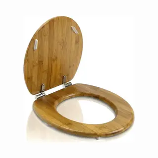 Muntel® Wc Bril - Toiletbril Met Deksel - Rvs -Scharnieren - Bamboe - Inclusief Bevestigingsmateriaal - Met Softclose