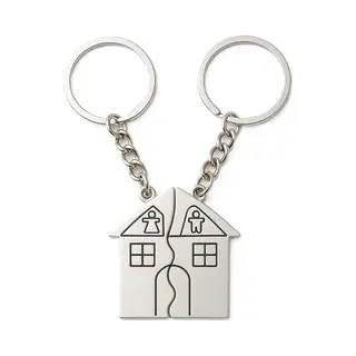 Cheaperito Sleutelhanger Huis 2-delig I Verhuizen I Sleutelhanger Koppel I Eerste Sleutelhanger I Zilver