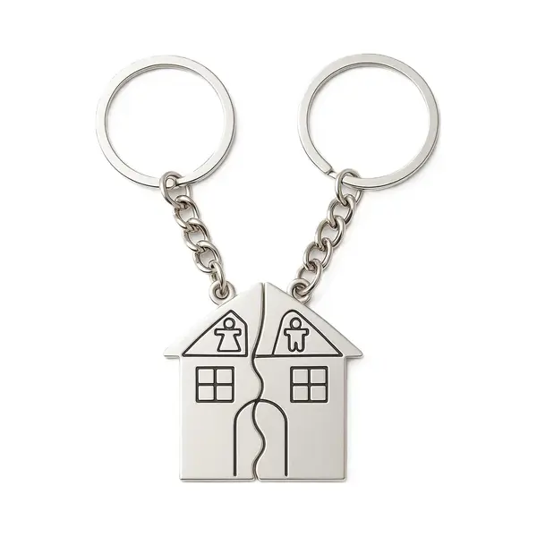 Cheaperito Sleutelhanger Huis 2-delig I Verhuizen I Sleutelhanger Koppel I Eerste Sleutelhanger I Zilver thumbnail