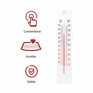 Cheaperito Thermometer I Binnen/Buiten Thermometer I Kunststof I Celcius & Fahrenheit I Incl. Ophanghaak I 19.5 Cm I Wit