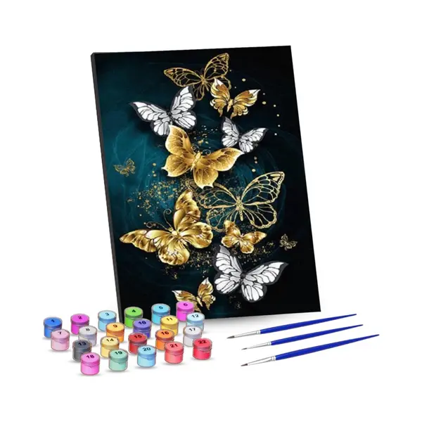 Rubye® Rubye® Malen Nach Zahlen Erwachsene - Schmetterlinge - Inklusive Pinsel - Leinwand Malerei Leinwand - Farbe Nach Zahlen - 40x50cm thumbnail