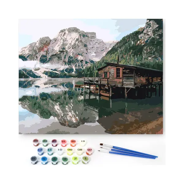 Rubye® Schilderen Op Nummer Volwassenen - Huis Aan Het Meer - 40x50cm thumbnail