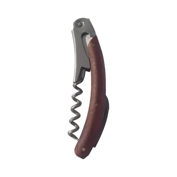 Doodadeals® - Kelnersmes – Sommeliersmes – Kurkentrekker Wijn – Wijnopener - Rvs En Kunststof – Hout - Donkerbruin thumbnail