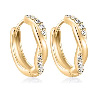 Malinsi® Oorbellen Dames Form Diamant - 15mm Gold Plated Rvs - Sieraden Oorringen Vrouw - Oorstekers Meisje