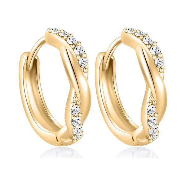 Malinsi® Oorbellen Dames Form Diamant - 15mm Gold Plated Rvs - Sieraden Oorringen Vrouw - Oorstekers Meisje thumbnail