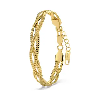 Malinsi® Armband Dames Triplet Chain - Gold Plated Rvs - Verstelbaar 17-20, 5cm - Sieraden Armbanden Vrouw Goudkleurig