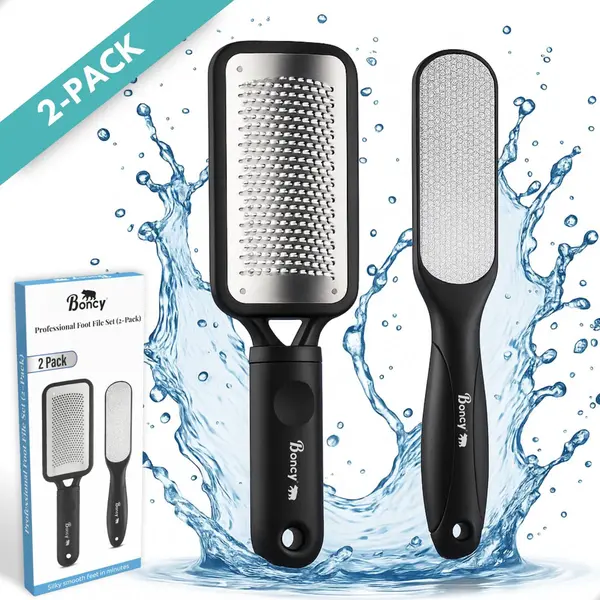 Boncy® Eeltverwijderaars 2-Pack - Incl. Dubbelzijdige Eeltvijl - Eeltverwijderaar Pedicureset - Eeltschraper Voor Voet - Eeltrasp Voetvijl - Eelt thumbnail