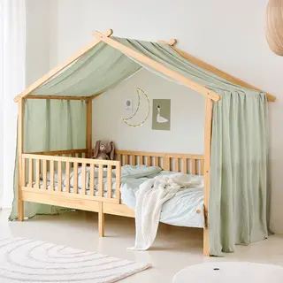 Petite Amelie Petite Amélie Gordijn Voor Bedhuisje «Maison» | 90 X 200 Cm | Mousseline Katoen | Groen