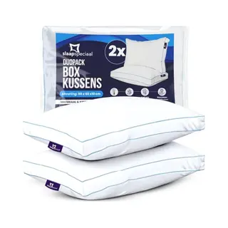 Slaapspeciaal Hoofdkussen - Boxkussen Set Van 2 - Hoofdkussen Nekklachten | 50x60x10 Cm - Hotelkwaliteit Hoofdkussens - Geschikt Voor Rug-, Zij- En