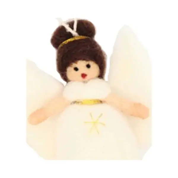 Sjaal met Verhaal Hanger Vilt Engel Wit & Goud - 12cm - Fairtrade thumbnail