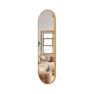 Misou Wandspiegel - Passpiegel - Hangspiegel - Ovaal - Goud - Spiegel - 100x30cm - Wanddecoratie - Miroir Mural - Velora
