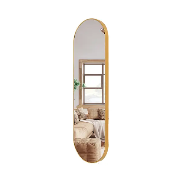 Misou Wandspiegel - Passpiegel - Hangspiegel - Ovaal - Goud - Spiegel - 100x30cm - Wanddecoratie - Miroir Mural - Velora thumbnail