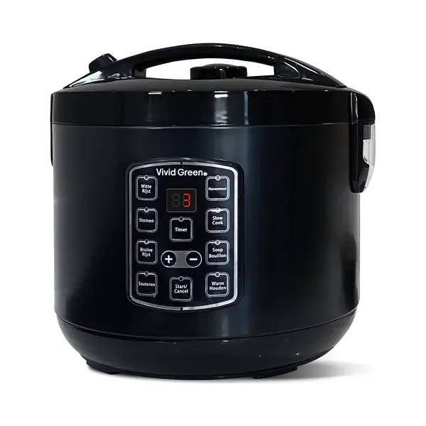 Rijstkoker Met Stomer - 1.5L - Slowcooker Met Timer - 8 Porties - Multicooker - Rice Cooker - Zwart - Vivid Green thumbnail