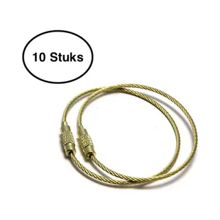 Staaldraad Sleutelring 15 Cm - Sleutelhanger - Split Ring - 15 Centimeter - 10 Stuks - Goud