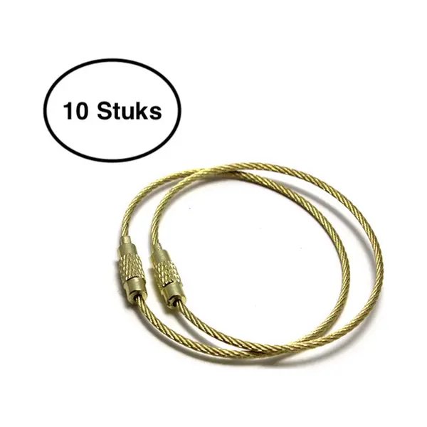 Staaldraad Sleutelring 15 Cm - Sleutelhanger - Split Ring - 15 Centimeter - 10 Stuks - Goud thumbnail