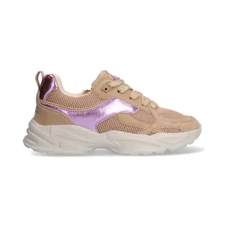 Vingino VIN825183-708 Meisjes Lage Sneakers - Grijs/Paars - Leer - Veters