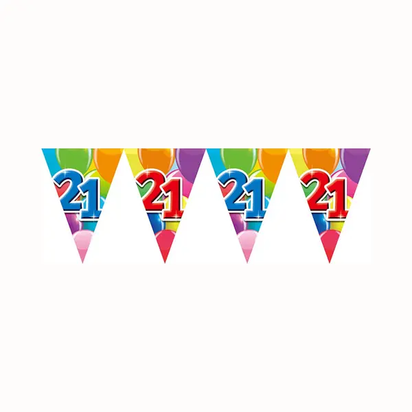 We Fiesta 2x Vlaggenlijn 21 Jaar 10 Meter Dubbelzijdig Bedrukt - Verjaardag Feestje Vlag Vlaggen Versiering Slinger Feestdecoratie Decoratie thumbnail