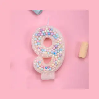 DW4Trading Verjaardagskaars 9 Balletjes Met Pastelkeuren - Cijfer-kaars - Taartversiering