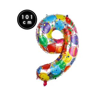 Fienosa Cijfer Ballonnen Nummer 9 - Confetti Patroon - 101 Cm - Xl Groot - Helium Ballon- Verjaardag Ballon - Carnaval Ballon - Leeftijd Verjaardag -