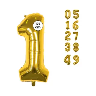 Fienosa Cijfer Ballonnen - Nummer 1 - Goud Kleur - 127 Cm - Xxl Groot - Helium Ballon - Verjaardag Ballon - Verjaardag Versiering - Leeftijd