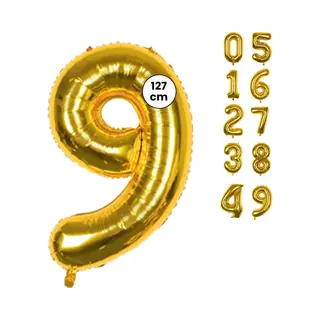 Fienosa Cijfer Ballonnen - Nummer 9 - Goud Kleur - 127 Cm - Xxl Groot - Helium Ballon - Verjaardag Ballon - Verjaardag Versiering - Leeftijd