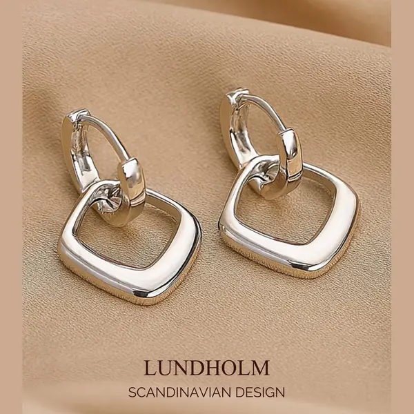 Lundholm Oorbellen Premium Stainless Steel Luxe Oorbellen Zilverkleurig - Julia Serie - Oorbellen Dames Zilver Hangers - Verjaardag Cadeau Cadeautje thumbnail