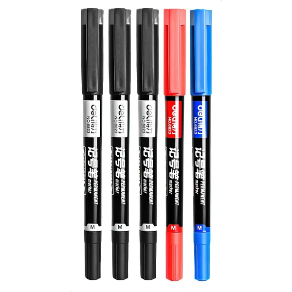 Ainy - Duo Permanente Fineliners Watervast - Set Van 5 Markers Zwart, Blauw & Rood Fineliner | Fine Liner Manga /anime Tekenen | Bullet Journal thumbnail