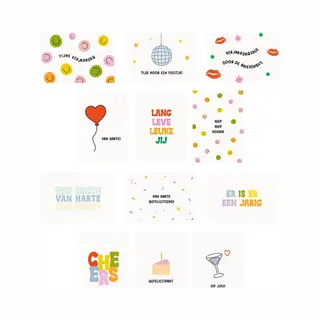 weliketolove 12x Hippe Gekleurde Verjaardagskaartjes (A6) - Verjaardagskaarten - Kaartjes Om Te Versturen - Kaartenset - Hippe Kaartjes - Kaartjes Met Tekst -
