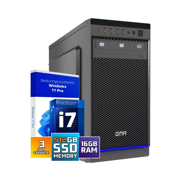 Gmr Intel Ultra Compleet Desktop Pc | Intel Core I7 | 16 Gb Ram | 512GB Ssd M.2 | Dvd+Rw | Windows 11 Pro | Business Office Multimedia Computer thumbnail