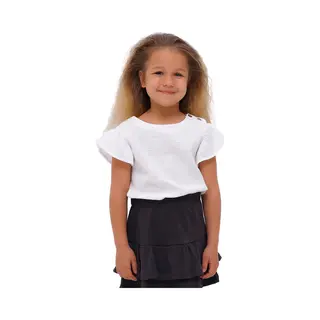 RobyKris Meisjes T-shirt - Katoenen Mousseline - Wit - Maat 98-104