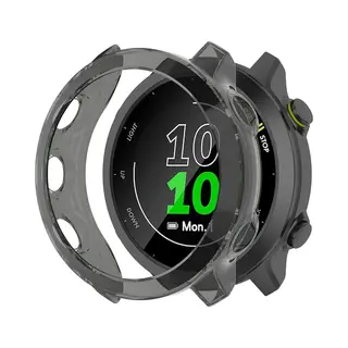 Strap-it Schokabsorberend Tpu Bescherm Hoesje - Soft Case Geschikt Voor Garmin Forerunner 55 (transparant-zwart)