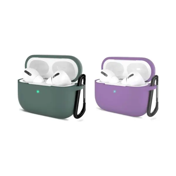 ShieldCase Bundel Van 2 Airpods Beschermhoesjes - Geschikt Voor Airpods Pro / 2 Pro - Donkergroen En Paars - Optimale Bescherming - Stijlvolle thumbnail