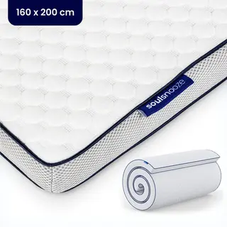 Soulsnooze® DuoComfort Matras Topper 160x200 Cm - Matrastopper Memory Foam - Traagschuim Topmatras - Topdekmatras - Topmatrassen - Aanpasbaar Design