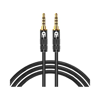 Drivv. Aux Kabel 3.5 Mm - Jack Naar Jack - 4 Polige Audio Kabel - Gold Plated - Male To Male - Pvc - Zwart - 1, 5 Meter