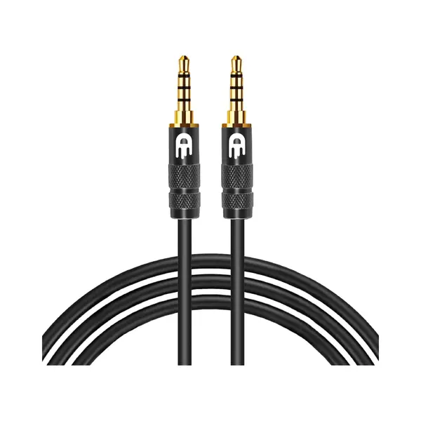 Drivv. Aux Kabel 3.5 Mm - Jack Naar Jack - 4 Polige Audio Kabel - Gold Plated - Male To Male - Pvc - Zwart - 1, 5 Meter thumbnail