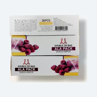 Ala Pack Alapack Dubbele Zipper Gripzakjes - Herbruikbaar & Hersluitbare Zip Lock Zakjes / 90 Stuk / 3 Dozen / Groot / 20x25 Cm.