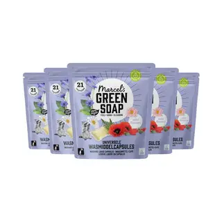 5x Marcel's Green Soap Wascapsules Wilde Bloemen 21 Capsules