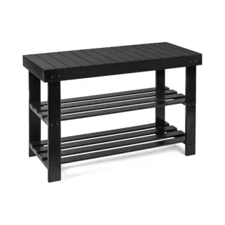 Bayt Schoenenkast & Opbergbank – Schoenenkast Entree Van Zwart Hout – Schoenenbank Compacte Ingang (6 Paar) – Robuuste Entree & Design – Zwart