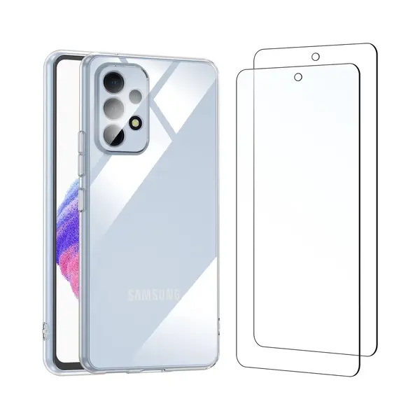 Podec Hoesje Geschikt Voor Samsung Galaxy A53 Transparant Telefoonhoesje - Anti-Shock Case Cover Met 2x Screenprotector thumbnail
